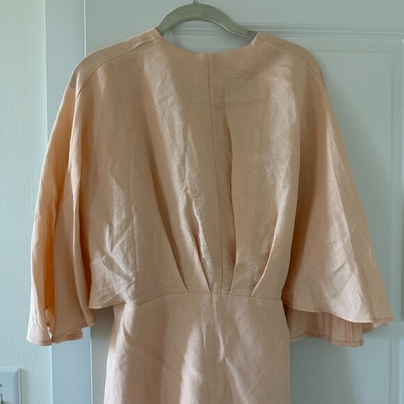 NWT SIgnificant Other Linen Mini Olivia Wrap Dress in Peach Size US 4 - Picture 9 of 12